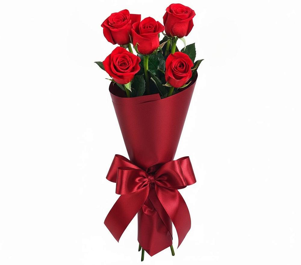 Букет 5 Красных роз Эдлесс Лав в Киевском