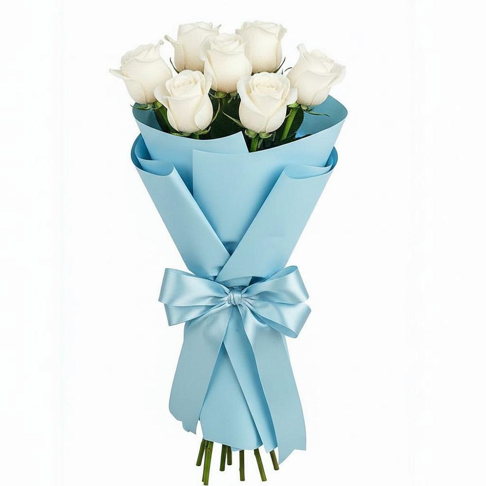 Букет 7 белых роз Проуд в Киевском