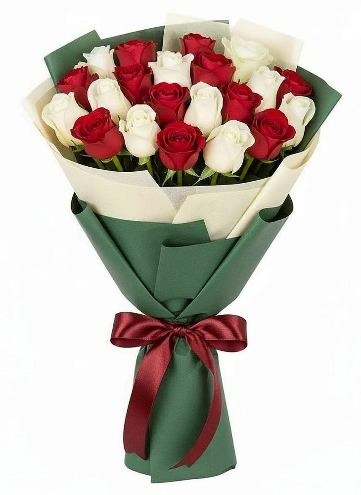 Букет Микс из красных и белых роз в Киевском