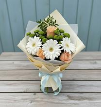 Букет цветов из:  Герберы, Розы и Хризантемы #REPLACE_PRED# Киевском