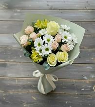 Букет цветов из:  Альстромерии, Розы и Хризантемы в Киевском